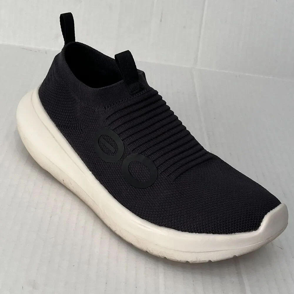 Oofos Oomy Zen Mens Sz 12 Black White Slip On Recovery Shoes Lightweight Comfort